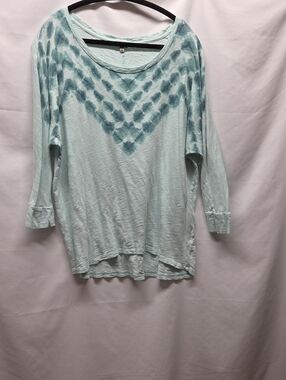 Chip & Pepper Light Aqua Chevron Tie-Dye Long Sleeve Top